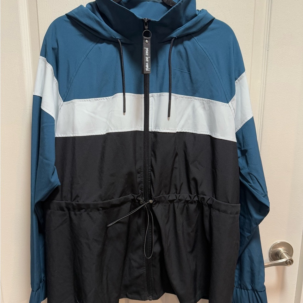 Mind Body Love Colorblock Hooded Windbreaker size 1X